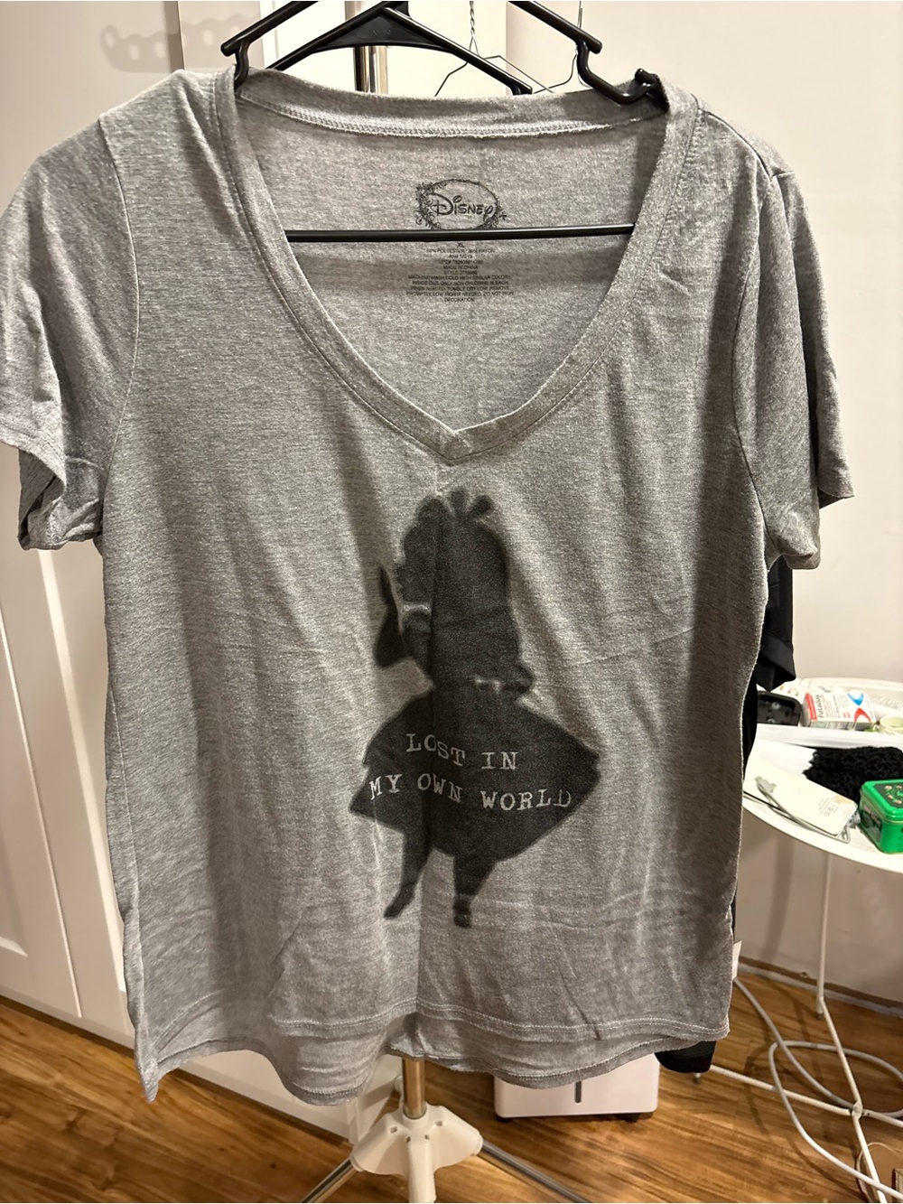 Disney Gray Alice Silhouette V-Neck Tee